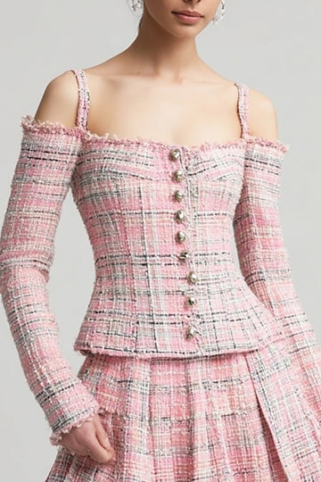 A Line Short 2-Piece Pink Work Dress